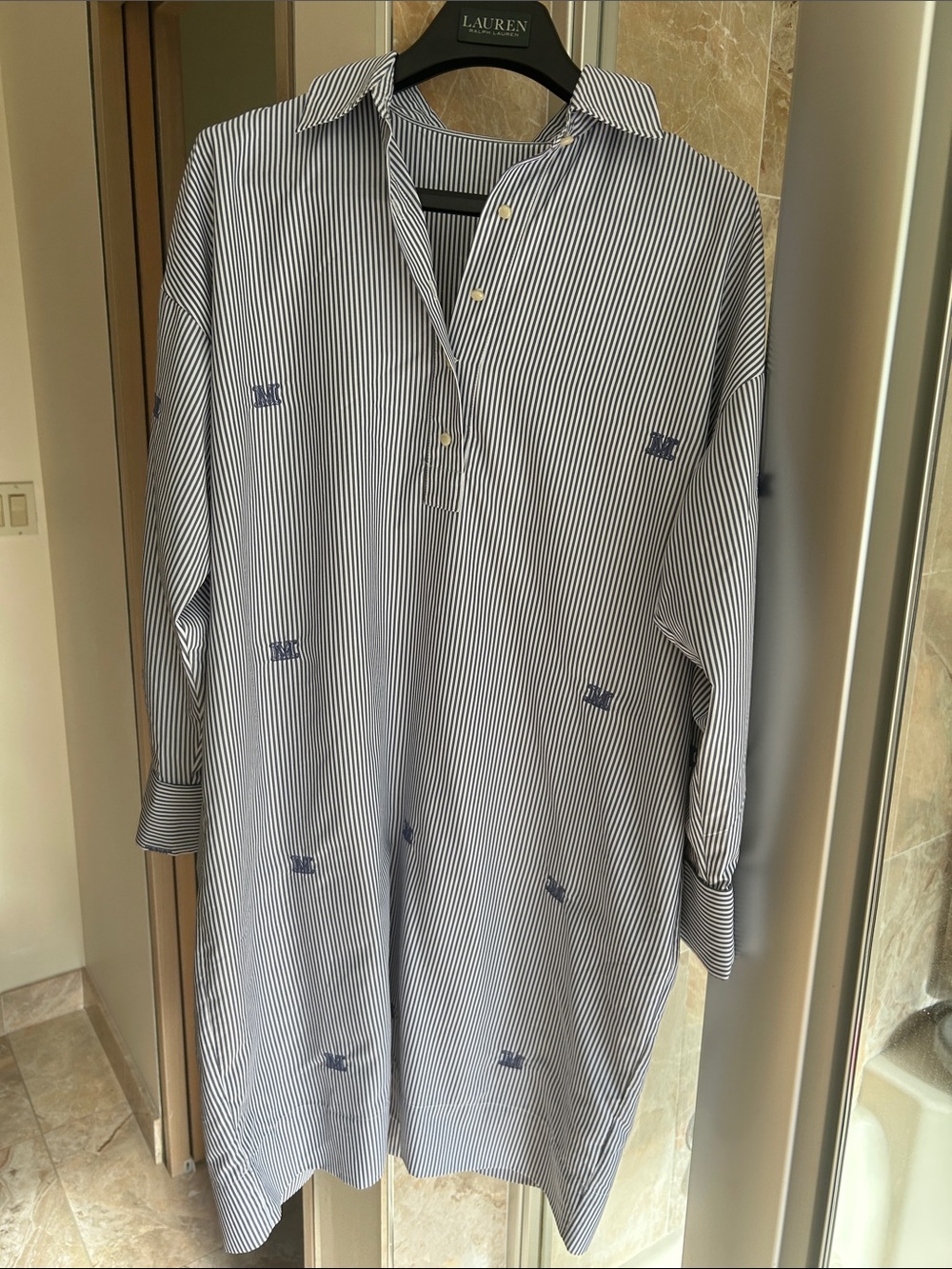 Blue Stripe Popover Longline Shirt